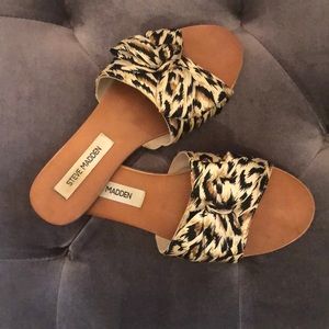 Lightly worn leopard bow sandals